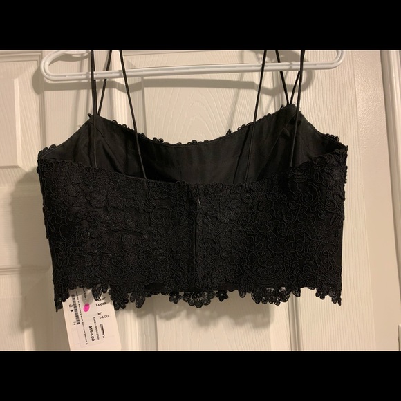 Sherri Hill Two-piece Black Lace/Ivory Satin Gown - Picture 7 of 8